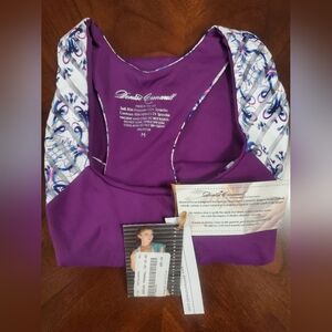 DENISE CRONWALL MOSAIC PRINT RACEBACK TOP, VIOLET SIZE M